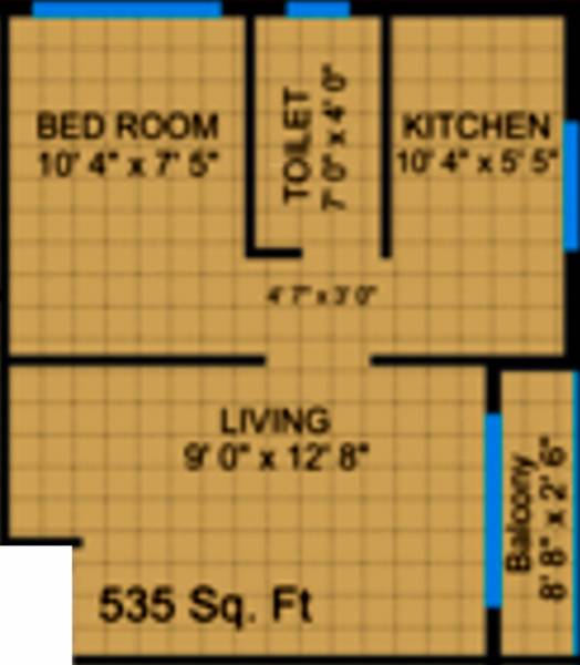 Uni Palm Residency (1BHK+1T (535 sq ft) 535 sq ft)