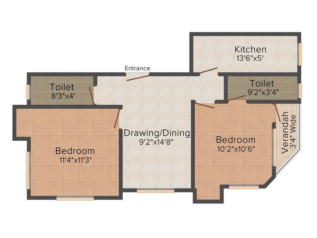 TK Pearl (2BHK+1T (1,000 sq ft) 1000 sq ft)