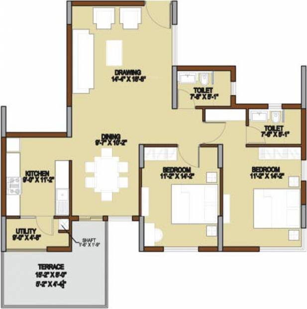 Unishire Terraza (2BHK+2T (1,420 sq ft) 1420 sq ft)