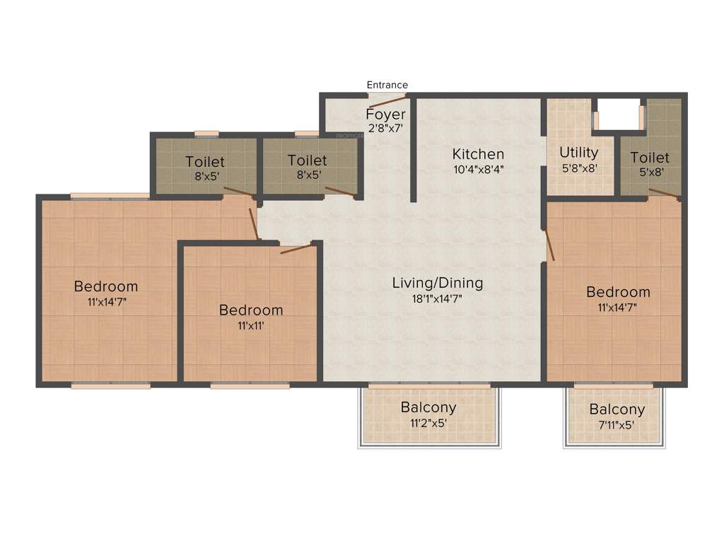 Unishire Projects Pvt Ltd Verzure 3BHK+3T (1,745 sq ft)