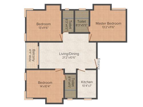 Abira Vitaj (3BHK+3T (1,430 sq ft) 1430 sq ft)