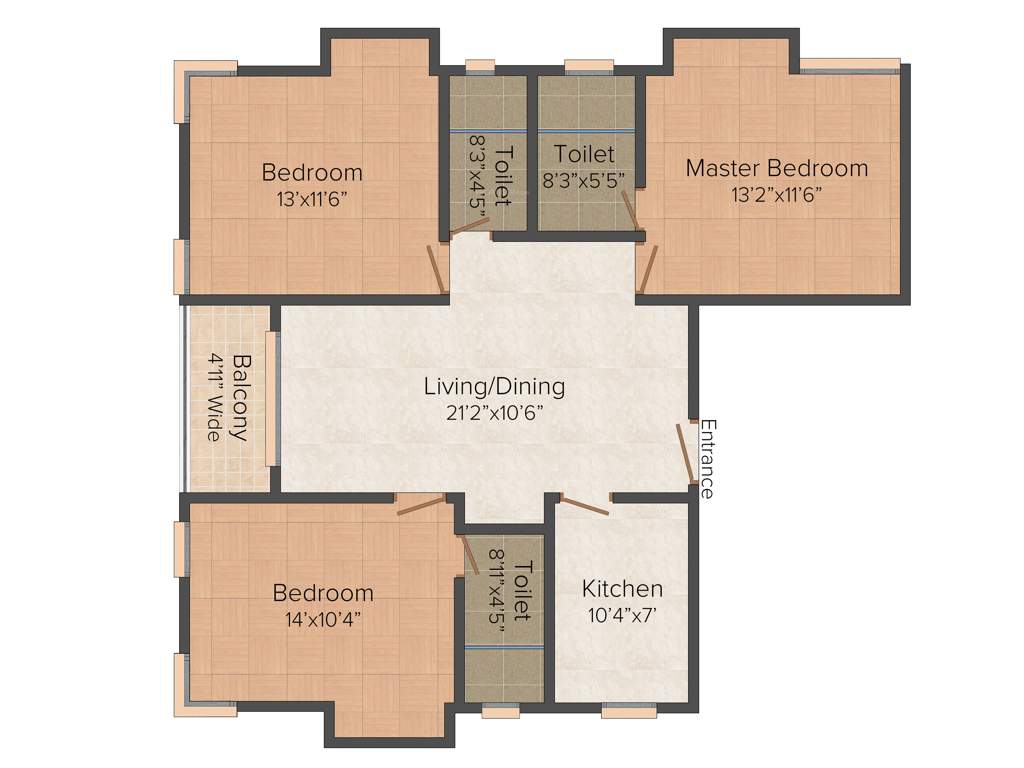 Abira Vitaj (3BHK+3T (1,430 sq ft) 1430 sq ft)