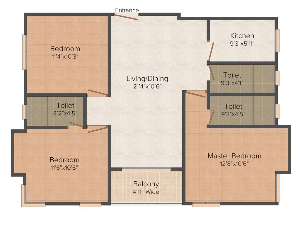 Abira Vitaj (3BHK+3T (1,325 sq ft) 1325 sq ft)