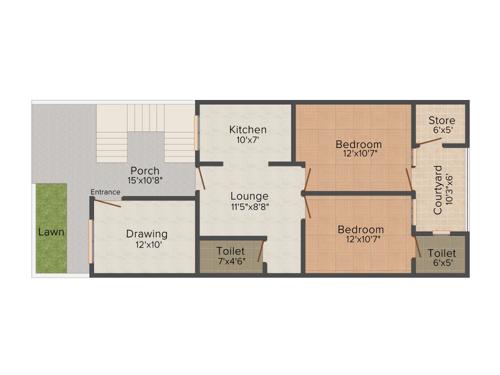 Mega Mega Estate Villas (2BHK+2T (1,100 sq ft) 1100 sq ft)