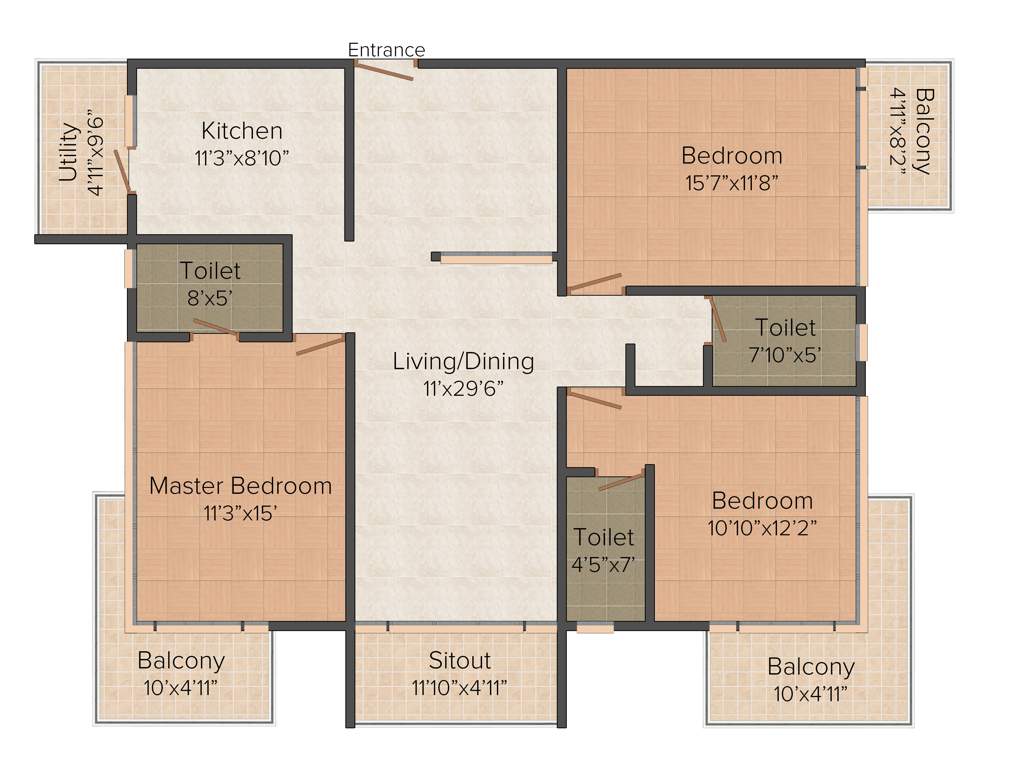 Unishire La Vida (3BHK+3T (1,900 sq ft) 1900 sq ft)