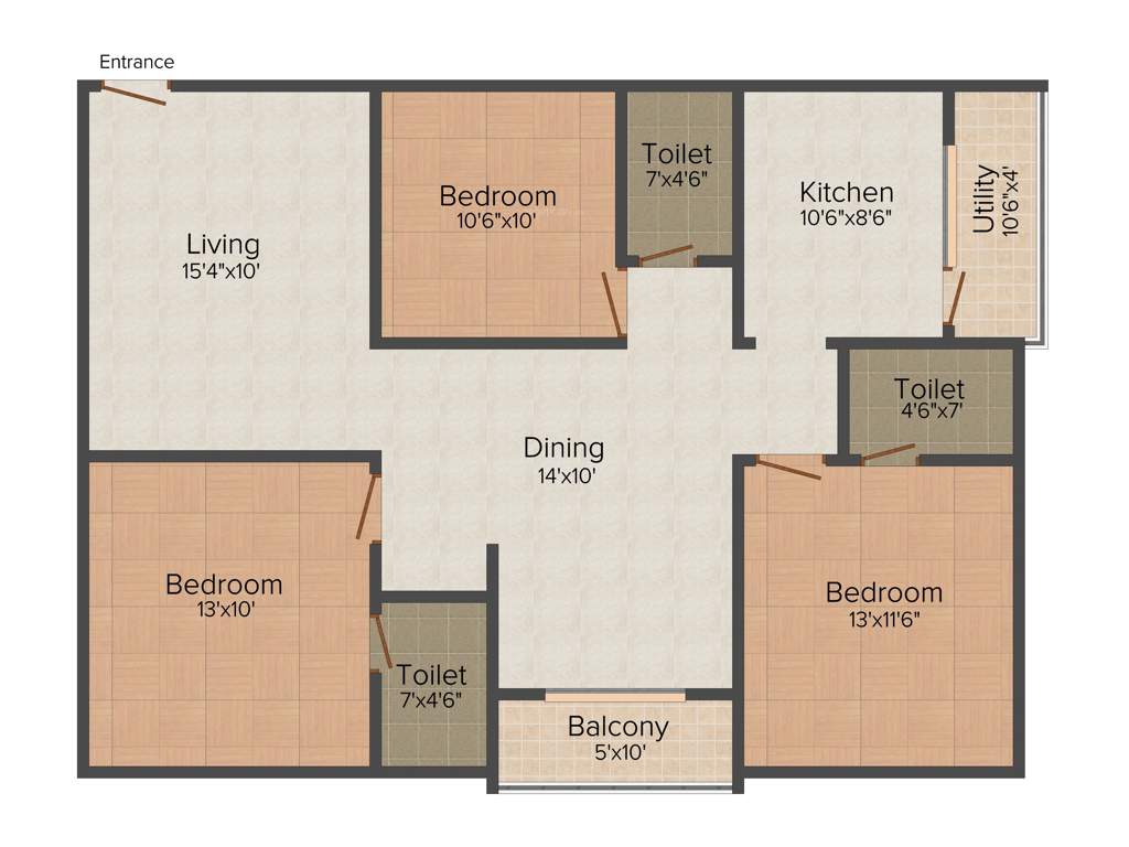Corn Wall Sreepadam Nivasa (3BHK+3T (1,435 sq ft) 1435 sq ft)