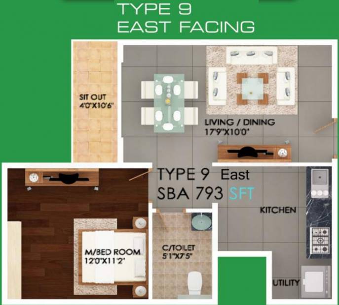 SV Meadows (1BHK+1T (793 sq ft) 793 sq ft)