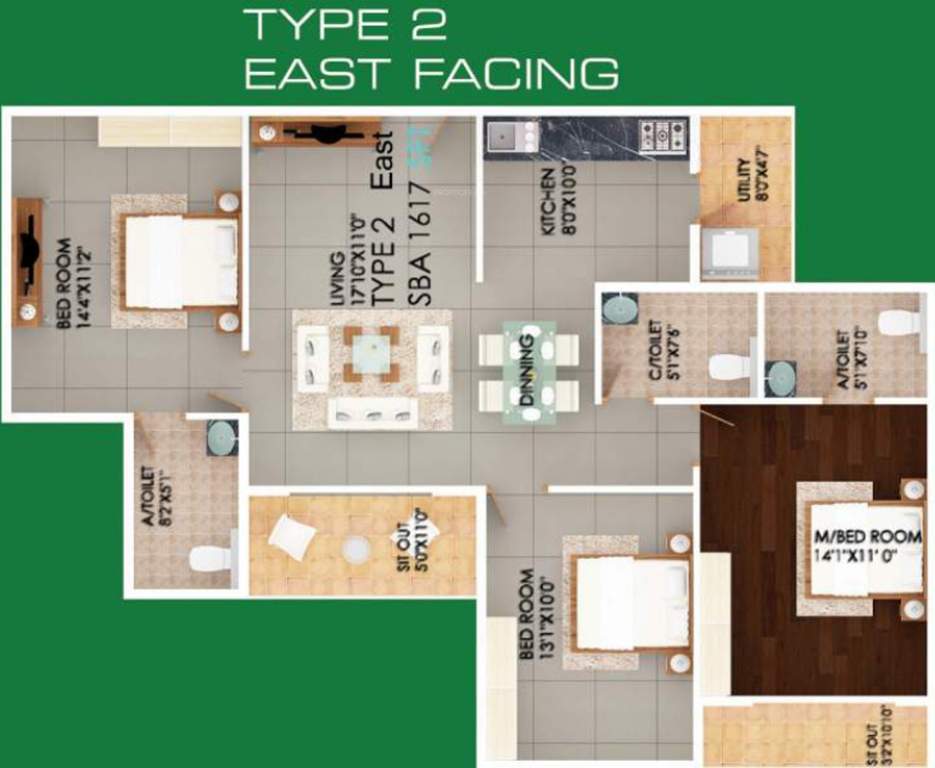 SV Meadows (3BHK+3T (1,617 sq ft) 1617 sq ft)