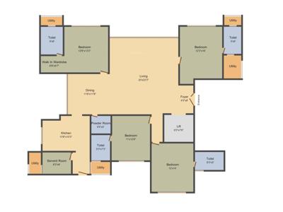 Ekta Eros (4BHK+4T (1,212 sq ft) 1212 sq ft)