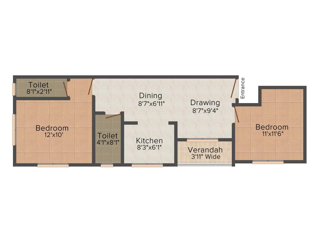 Red Purple Sunflower (2BHK+2T (851 sq ft) 851 sq ft)