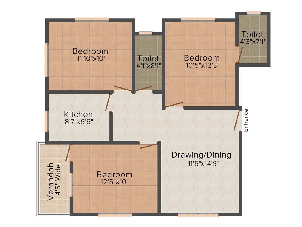 Red Purple Sunflower (3BHK+2T (1,140 sq ft) 1140 sq ft)