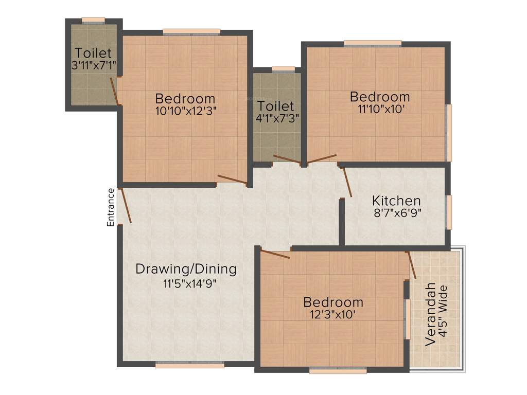 Red Purple Sunflower (3BHK+2T (1,146 sq ft) 1146 sq ft)