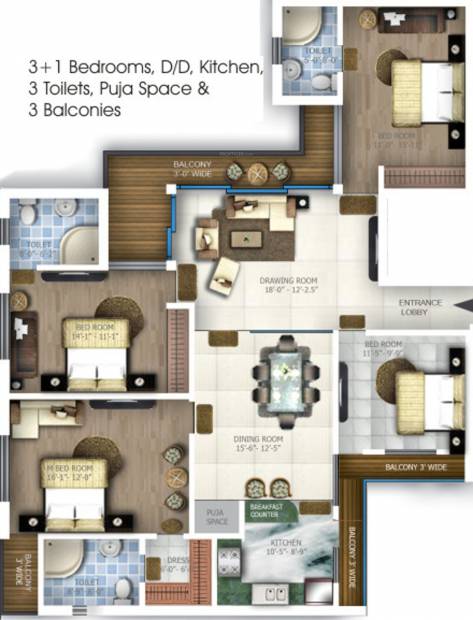Samiah Melrose Square (4BHK+4T (2,250 sq ft) + Pooja Room 2250 sq ft)