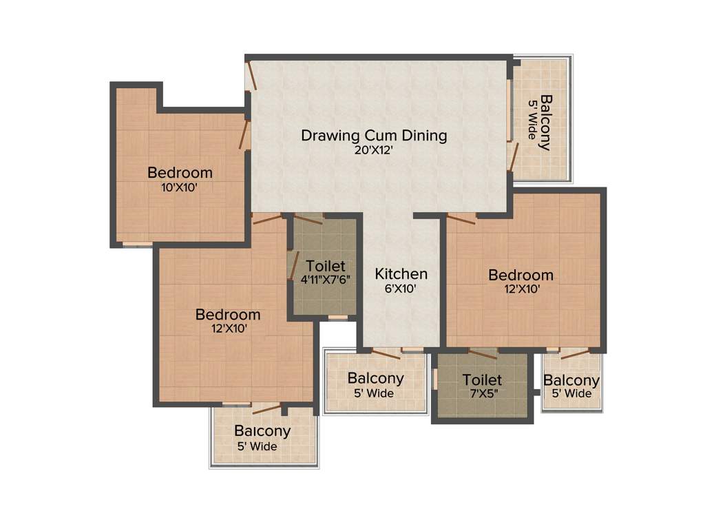 LandCraft River Heights (3BHK+2T (1,340 sq ft) 1340 sq ft)