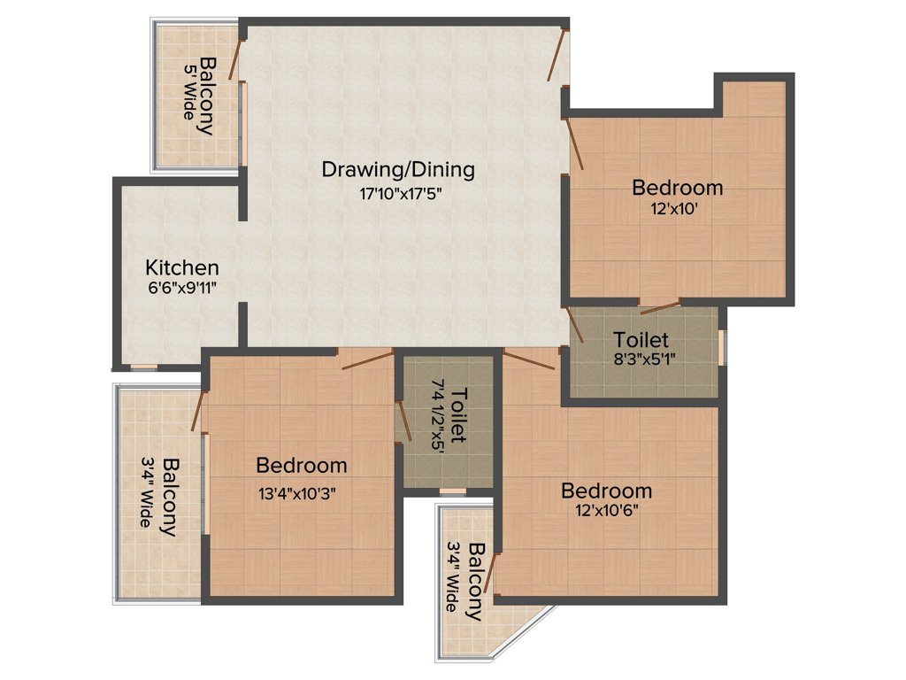LandCraft River Heights (3BHK+2T (1,450 sq ft) 1450 sq ft)