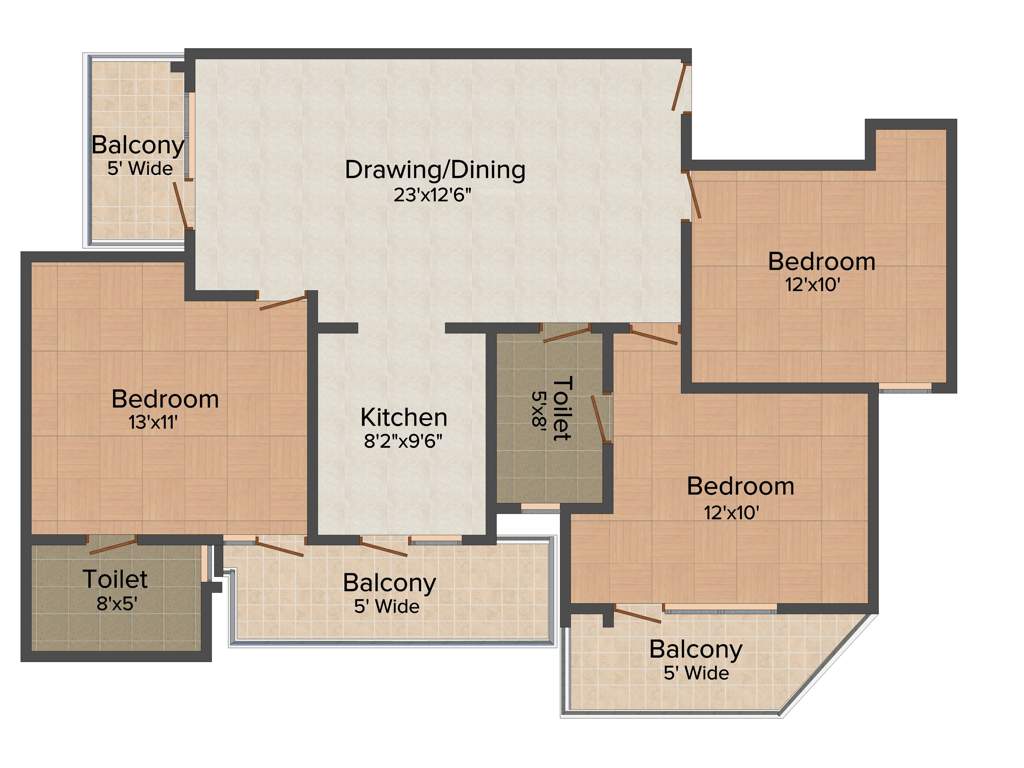 LandCraft River Heights (3BHK+2T (1,530 sq ft) 1530 sq ft)