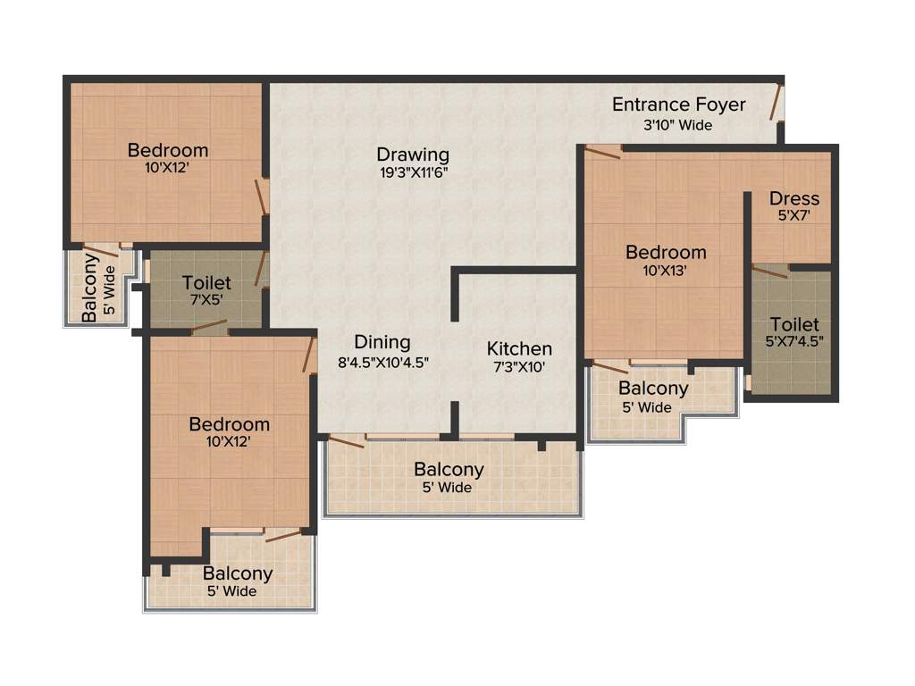 LandCraft River Heights (3BHK+2T (1,640 sq ft) 1640 sq ft)