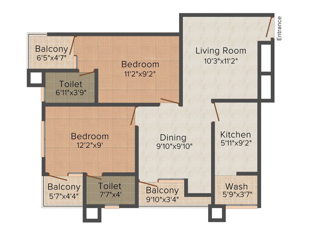 VFive Aaradhana (2BHK+2T (1,095 sq ft) 1095 sq ft)