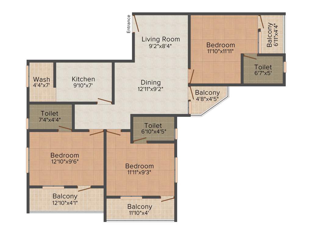 VFive Aaradhana (3BHK+3T (1,545 sq ft) 1545 sq ft)