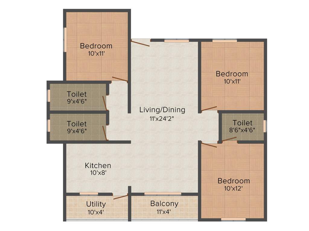 DS DSMAX SANDALWOOD (3BHK+3T (1,411 sq ft) 1411 sq ft)