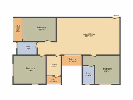 1580 Sq Ft 3 Bhk Floor Plan Image Alcove Block 32 Available For Sale Rs In 80 58 Lacs Proptiger Com