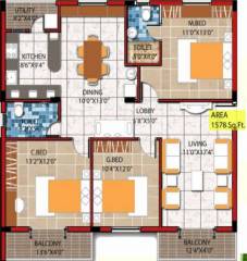 Nagamani Sai Sunshine (3BHK+2T (1,578 sq ft) 1578 sq ft) Nagamani Sai Sunshine (3BHK+2T (1,578 sq ft) 1578 sq ft)