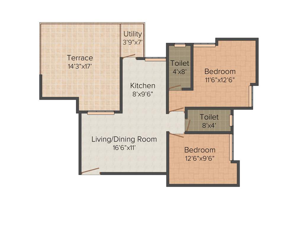 Geeta Gold Fusion (2BHK+2T (1,108 sq ft) 1108 sq ft)