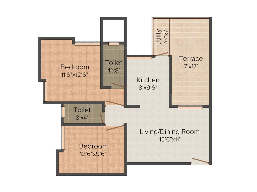 Geeta Gold Fusion (2BHK+2T (970 sq ft) 970 sq ft)