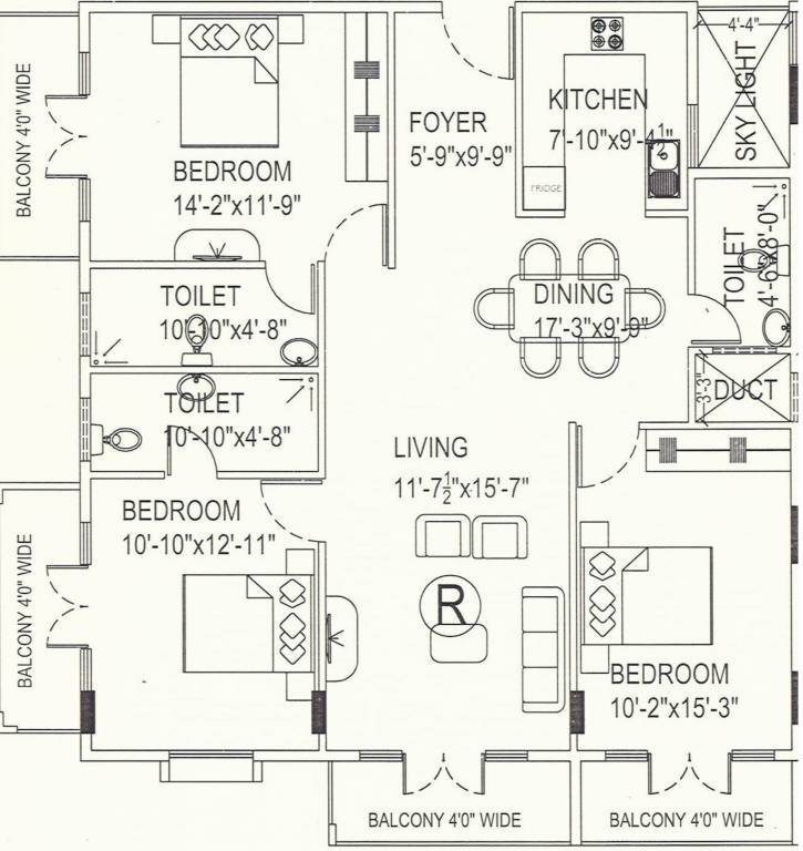 Kataria Royale (3BHK+3T (1,707 sq ft) 1707 sq ft)