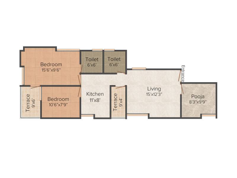 Dream Bella Vista (2BHK+2T (1,067 sq ft)   Pooja Room 1067 sq ft)