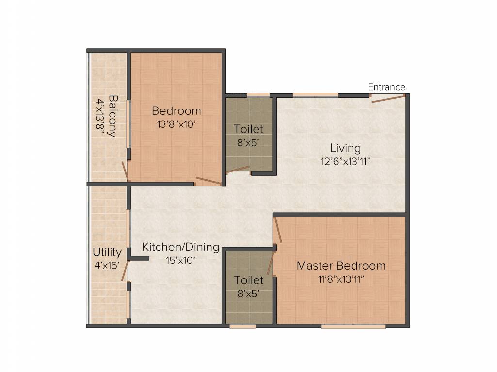 Sanjeevini Pebbles (2BHK+2T (1,195 sq ft) 1195 sq ft)