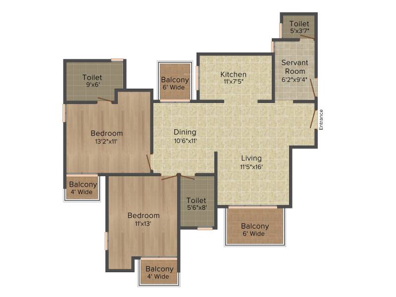 B M Gupta Developers Elegant Heights (2BHK+2T (1,357 sq ft)   Servant Room 1357 sq ft)