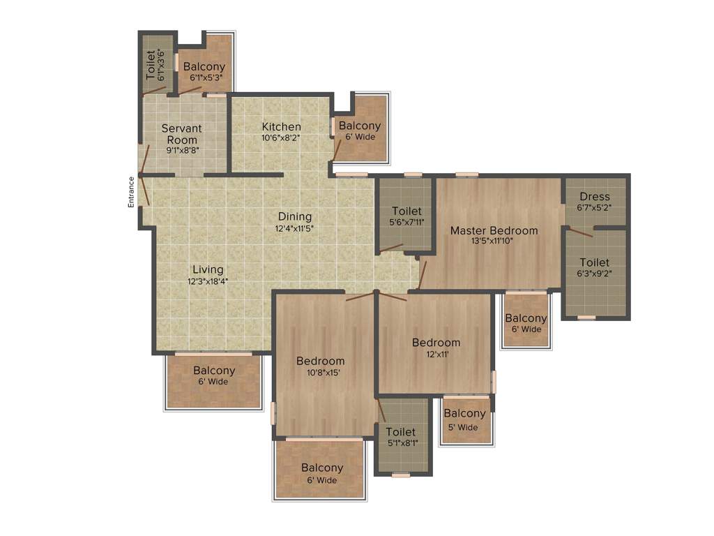 B M Gupta Developers Elegant Heights (3BHK+3T (1,787 sq ft)   Servant Room 1787 sq ft)