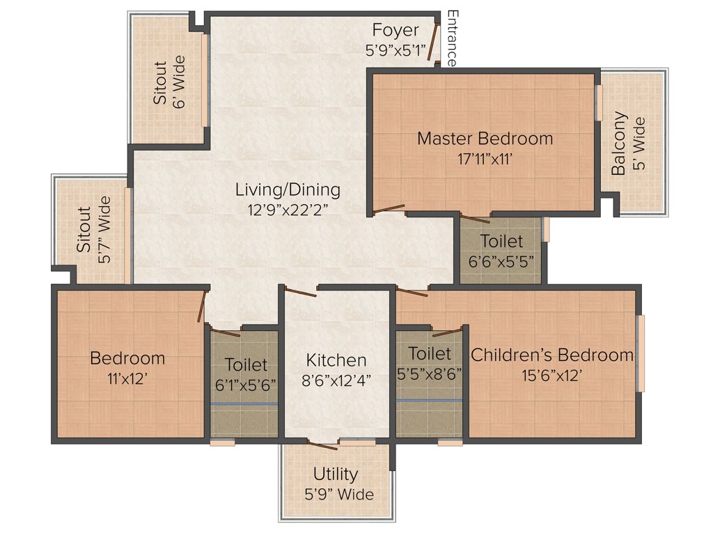 HM Symphony (3BHK+3T (1,910 sq ft) 1910 sq ft)