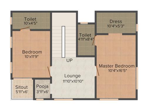 Modi Villa Orchids (3BHK+3T (1,820 sq ft)   Pooja Room 1820 sq ft)