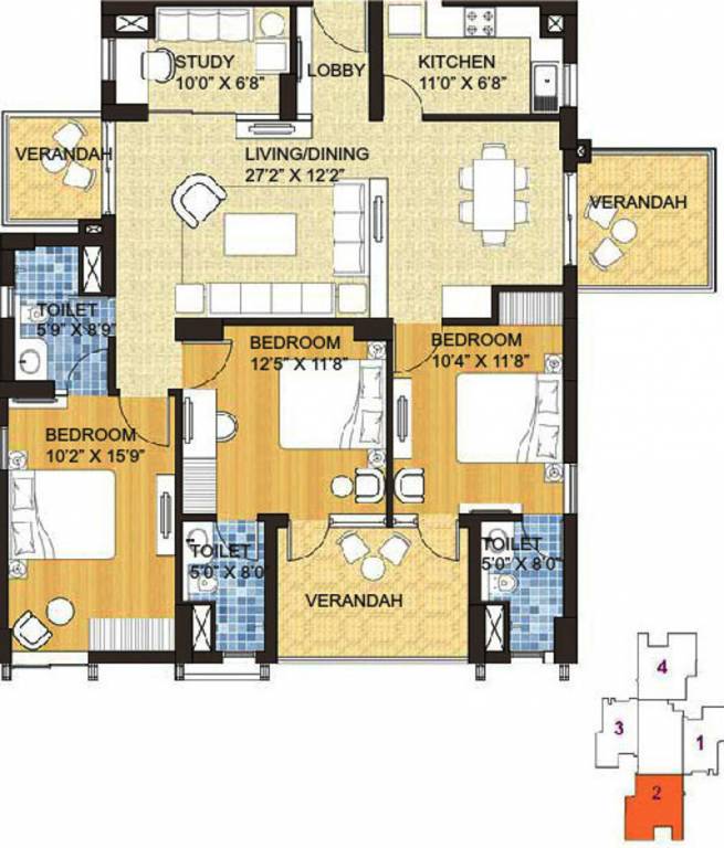 ASF Isle de Royale (3BHK+3T (1,747 sq ft) + Study Room 1747 sq ft)