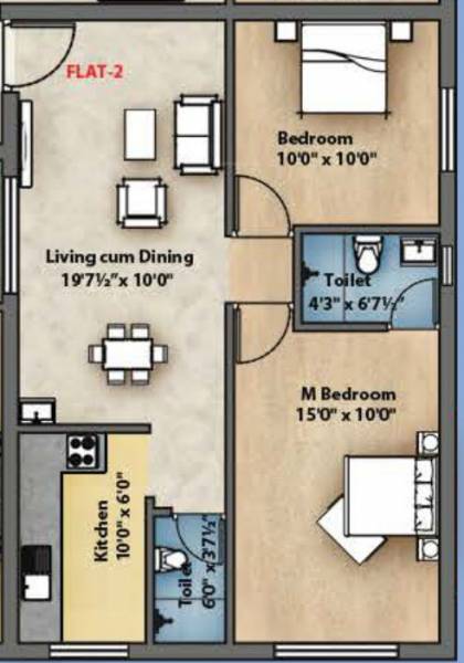 Mithila (2BHK+2T (815 sq ft) 815 sq ft)
