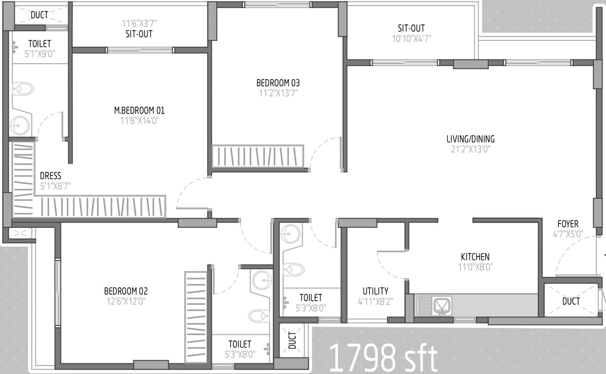 Goyal Orchid Lakeview (3BHK+3T (1,798 sq ft) 1798 sq ft)