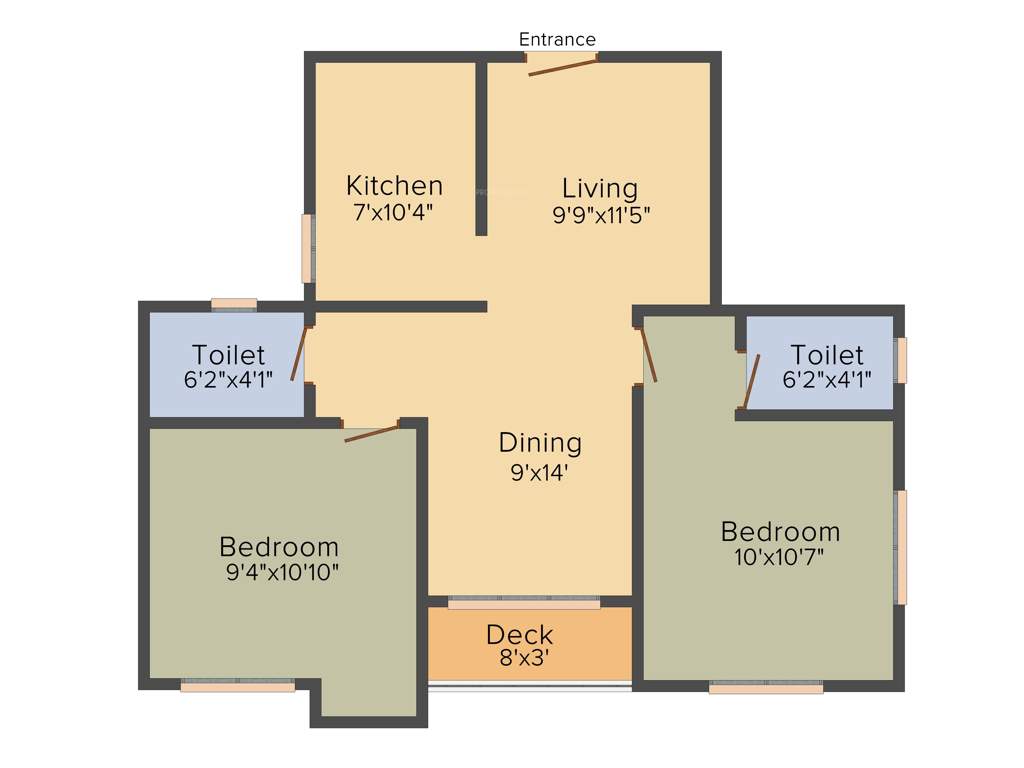 Star Green Tower (2BHK+2T (993 sq ft) 993 sq ft)