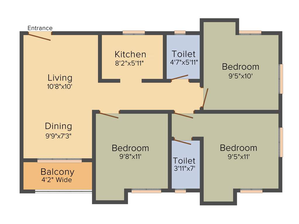 Star Green Tower (3BHK+2T (1,171 sq ft) 1171 sq ft)