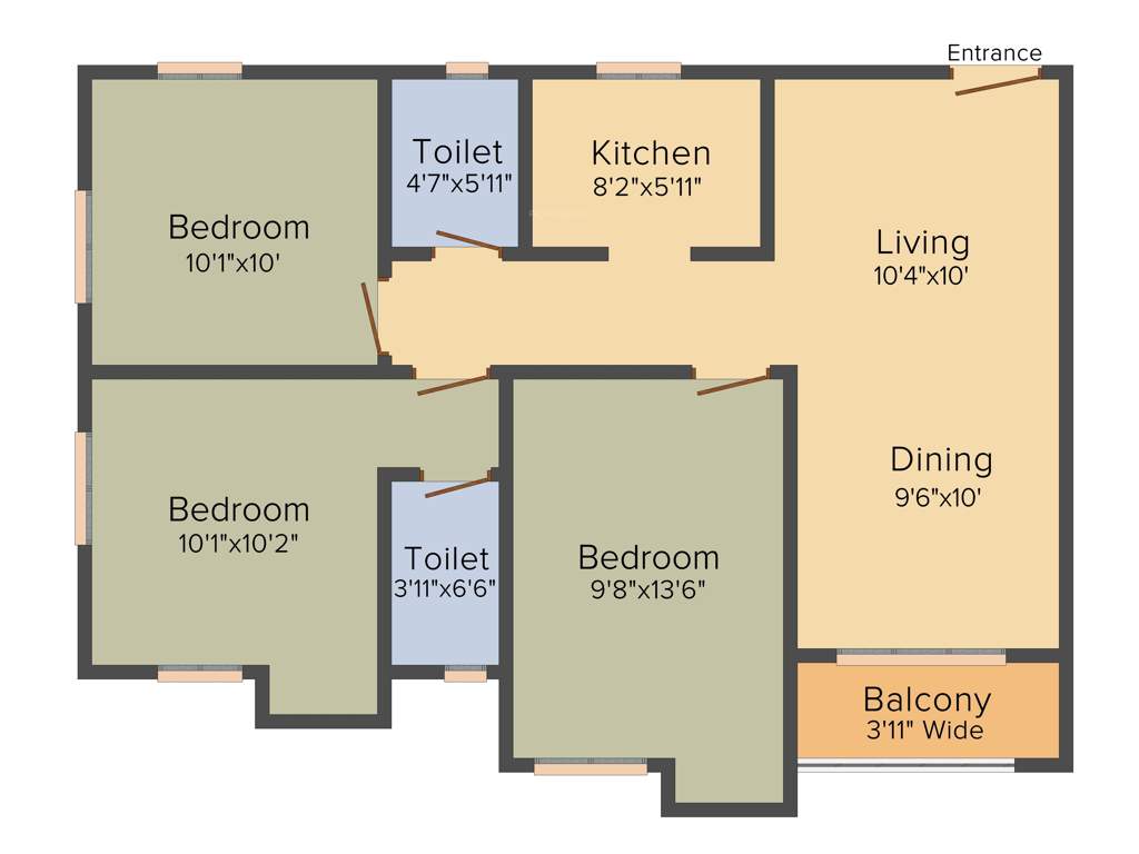 Star Green Tower (3BHK+2T (1,191 sq ft) 1191 sq ft)