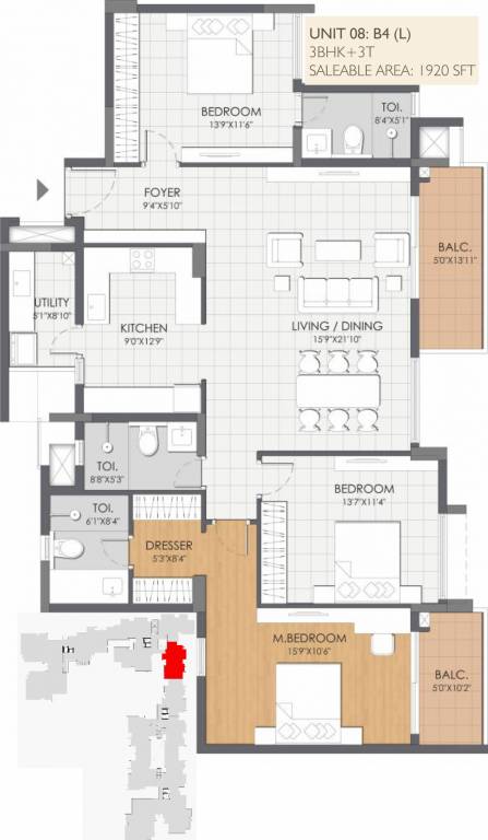 DNR Reflection (3BHK+3T (1,920 sq ft) 1920 sq ft)
