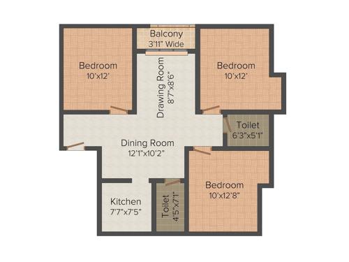 Martin Infraprojects Royal Villa 3BHK+2T (1,201 sq ft)