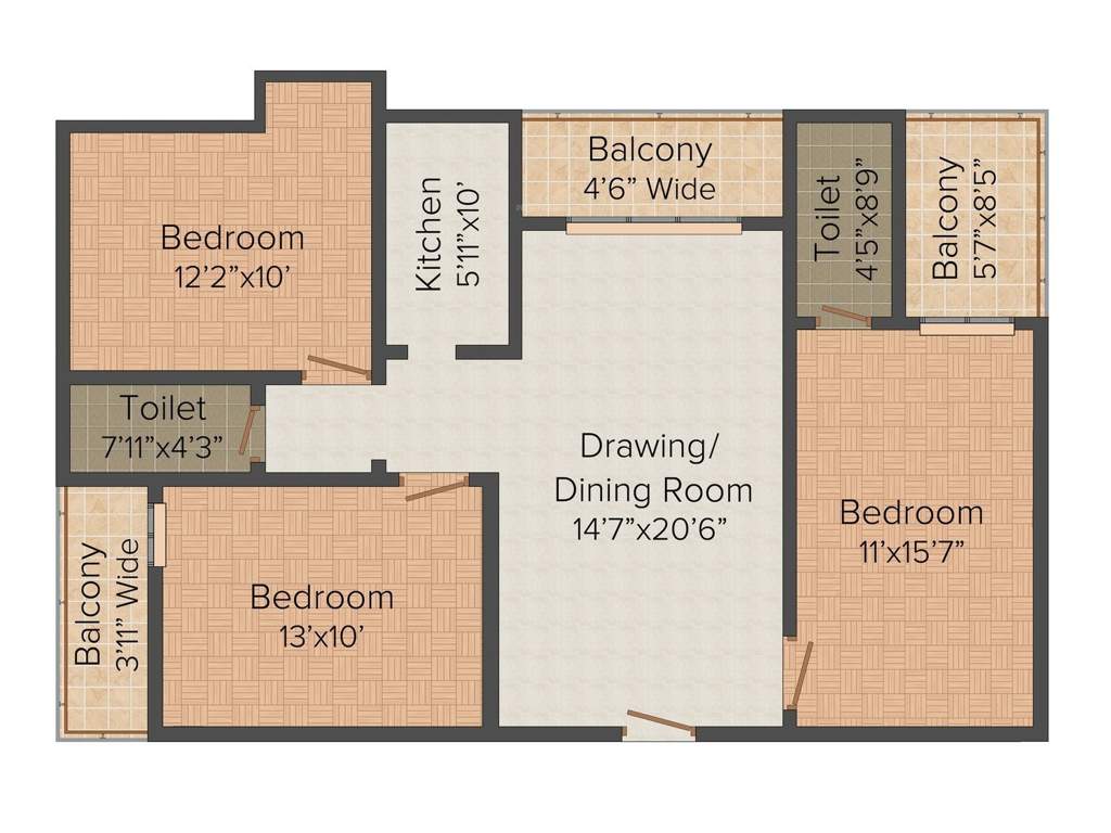 Martin Infraprojects Royal Villa 3BHK+2T (1,492 sq ft)