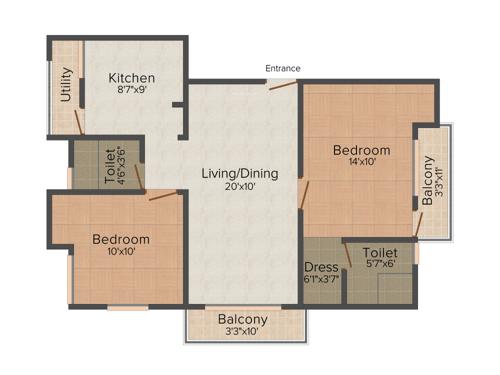 Nakshatra Sai Krupa (2BHK+2T (1,075 sq ft)   Pooja Room 1075 sq ft)