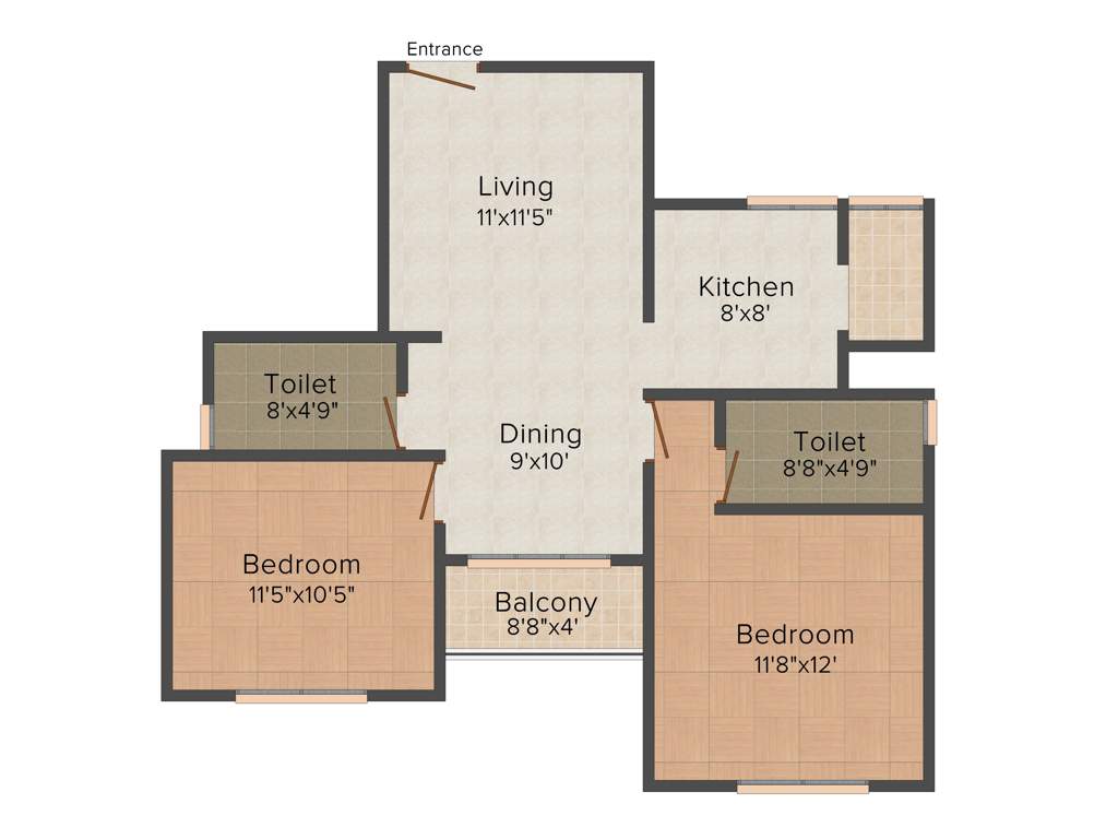 Unishire Elan (2BHK+2T (982 sq ft) 982 sq ft)