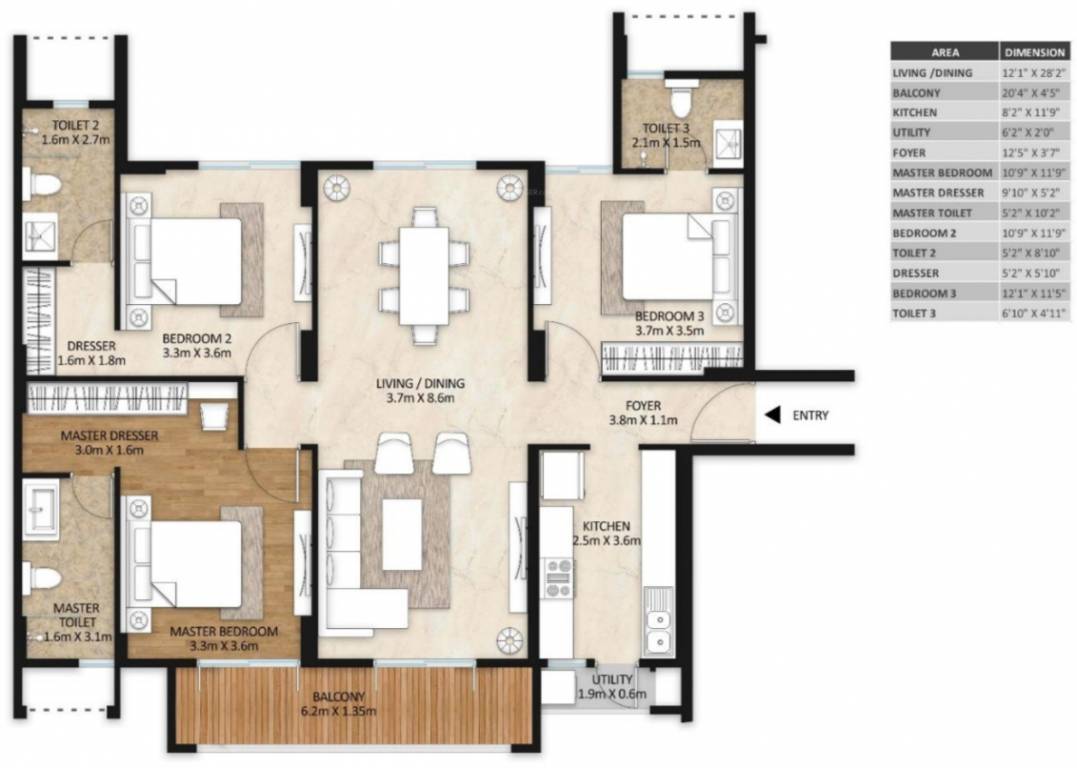 Mahindra Vivante (3BHK+3T (2,041 sq ft) 2041 sq ft)
