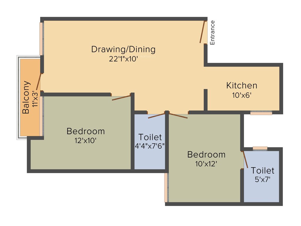 Krish City Phase 2 (2BHK+2T (860 sq ft) 860 sq ft)