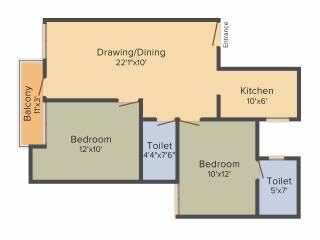 Krish City Phase 2 (2BHK+2T (860 sq ft) 860 sq ft) Krish City Phase 2 (2BHK+2T (860 sq ft) 860 sq ft)
