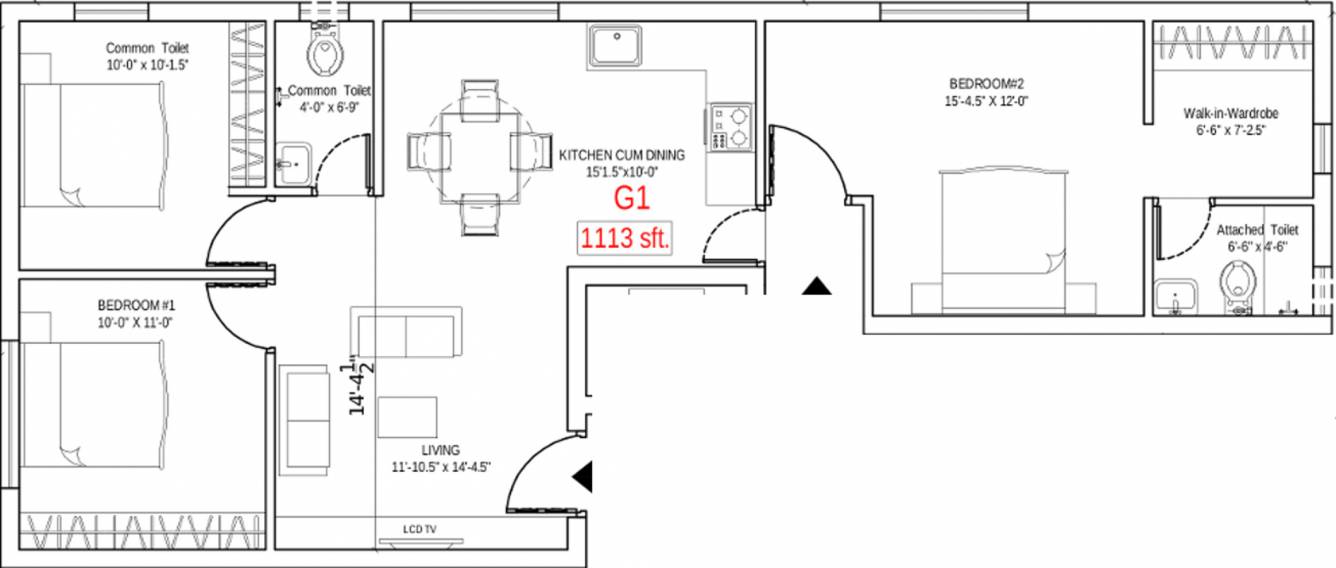 Ample Sanas Enclave (3BHK+2T (1,113 sq ft) 1113 sq ft)